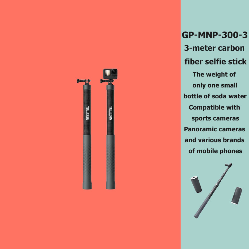TELESIN GPMNP3003 Carbon Fiber Selfie Stick Monopod Extendable With