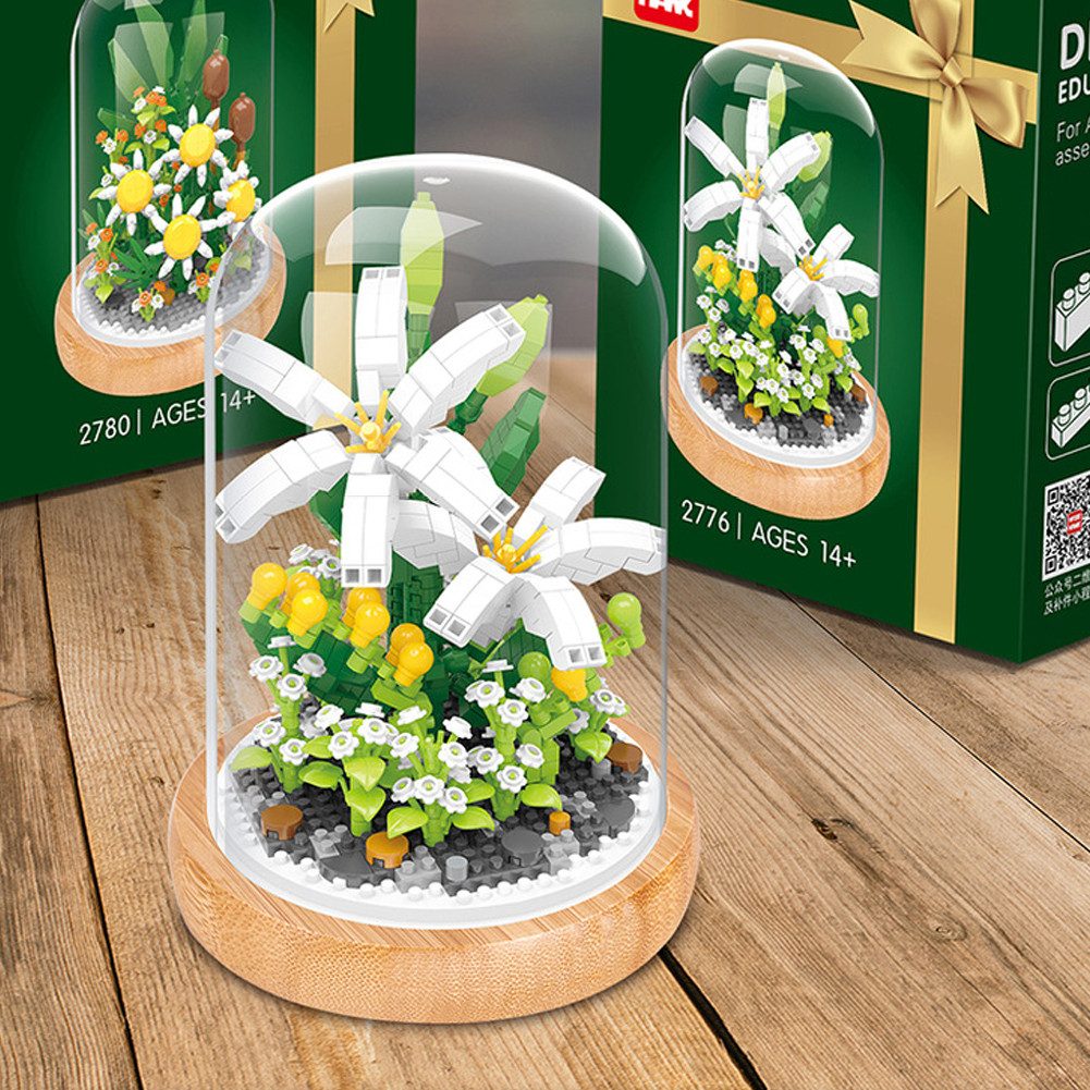 Bricks Toys Flowers Set Blocks White Lilies Tulips with Cover Building ...