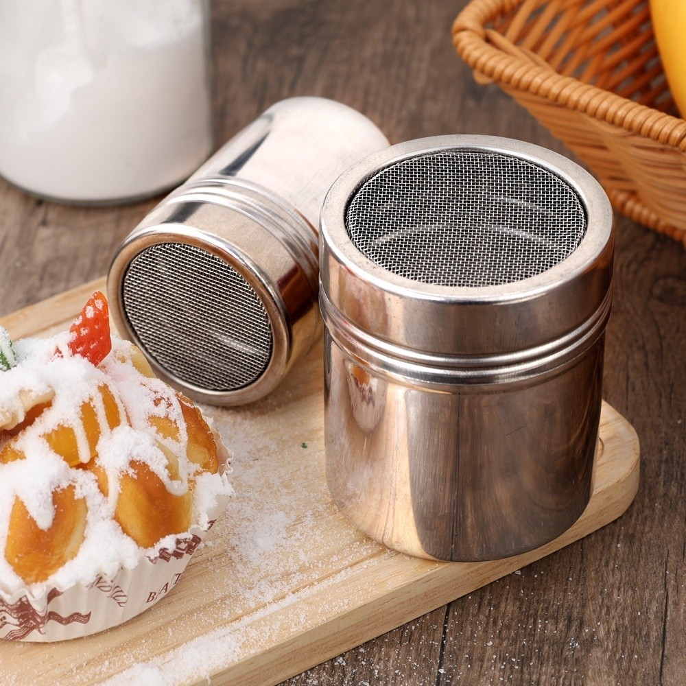 Powder Sugar Shaker with Lid Stainless Steel Ground pepper Shaker ...