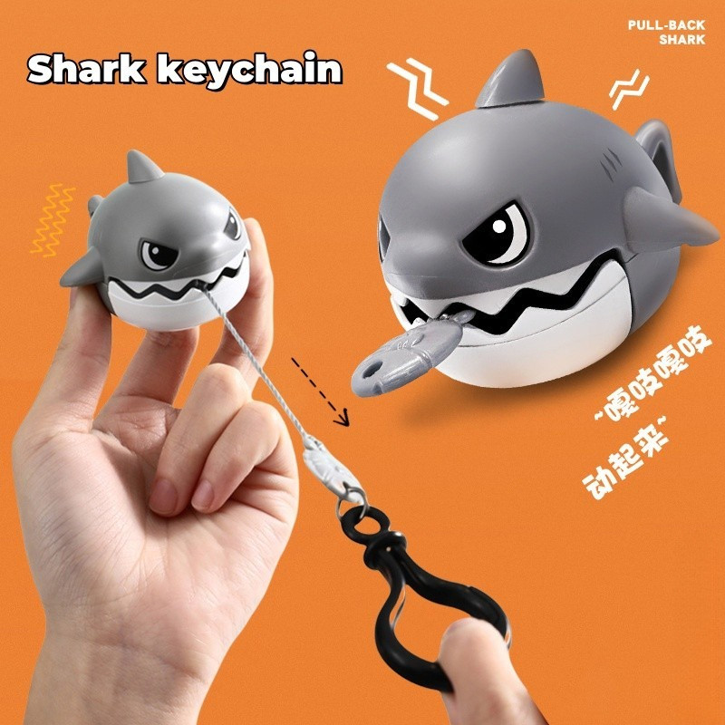 Pull Line Shark Keychain Cute Bag Pendant Creative Clockwork Toy SP049 ...
