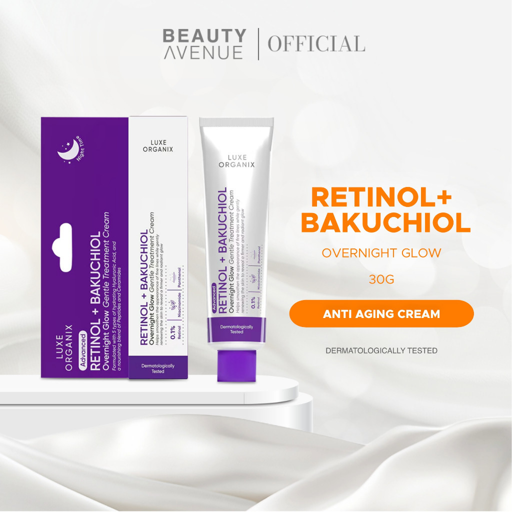 Luxe Organix Retinol + Bakuchiol Overnight Glow Gentle Treatment Cream ...