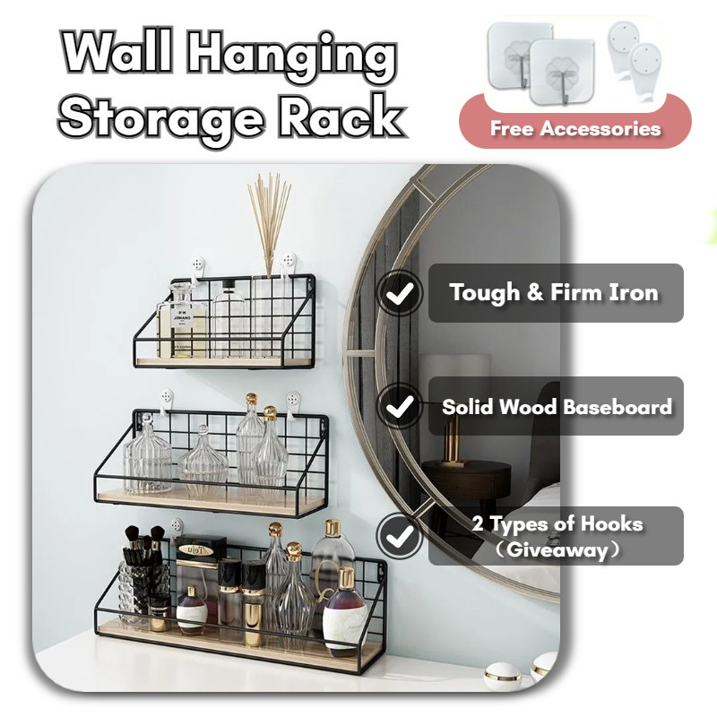 Hanging Shelf Wall Storage Rack Metal Rack Home Decor Bathroom ...