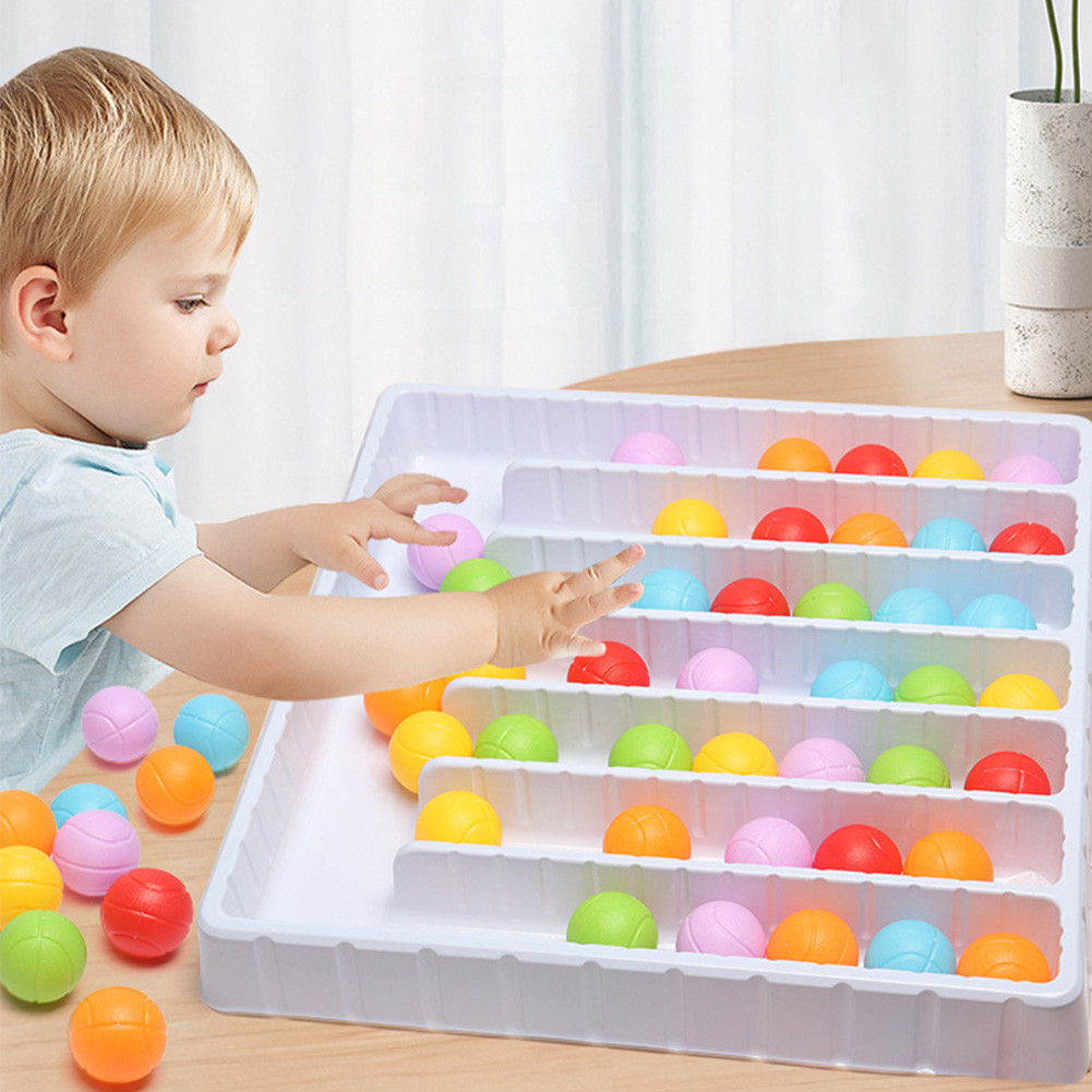 Fun Ball Sorting Toy Rainbow Balls Sensory Game Color Ball Return Game ...