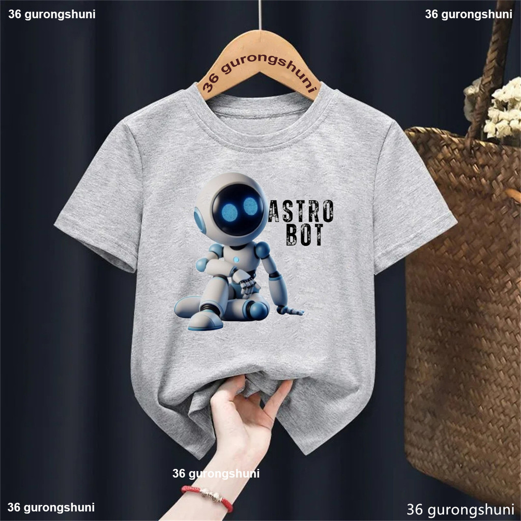 Cool T Shirt For Girls Boys Astros Playroom Bot Graphic Printed Tshirt Kids Clothes White Gray Pink Yellow Blue T Shirt Tops Shopee Philippines