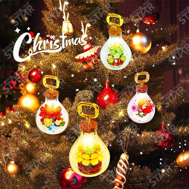 Christmas Flower Building Blocks Lights Bulb Christmas Gift DIY Plants