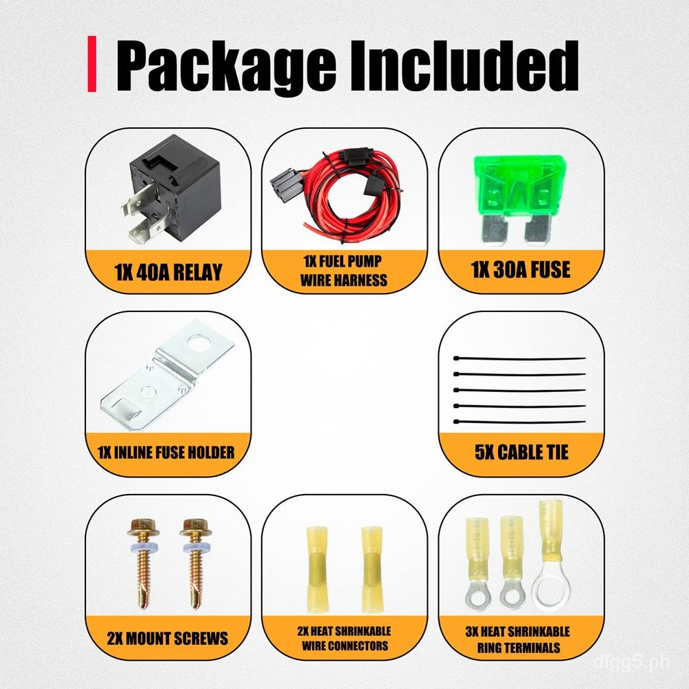 Electric Fuel Pump Wiring Harness Relay Kit 40A Waterproof Relay Switch