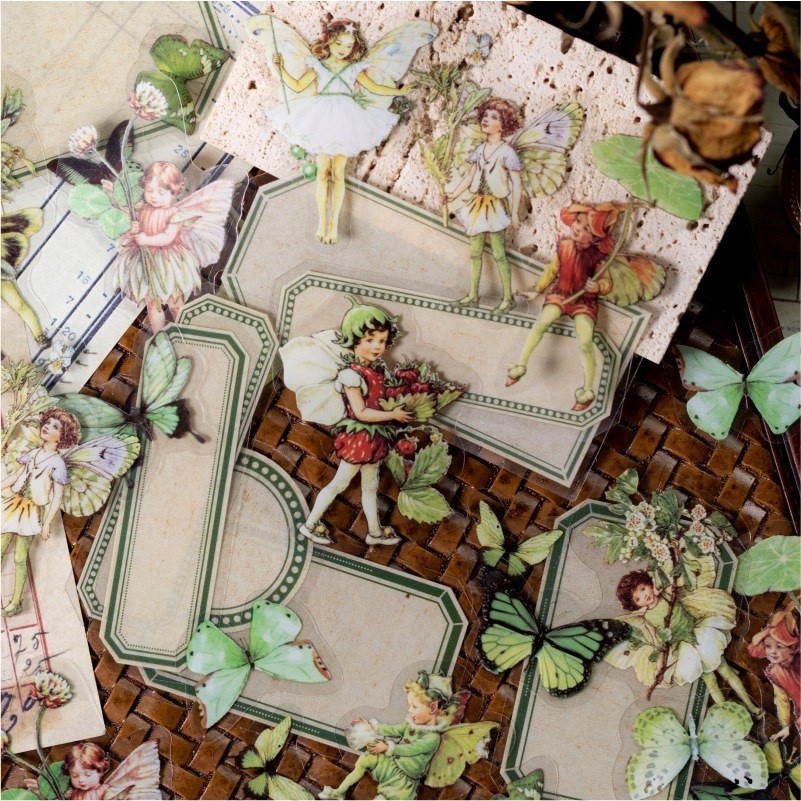 50 Pcs Fairy Stickers for Scrapbook Transparent Butterfly Flower Fairy ...