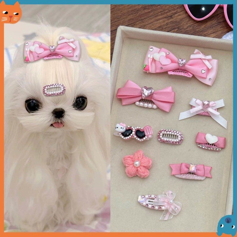 Pet Cute Bow Stainless Steel BB Hair Clips for Dogs Gentle Hairpins for ...