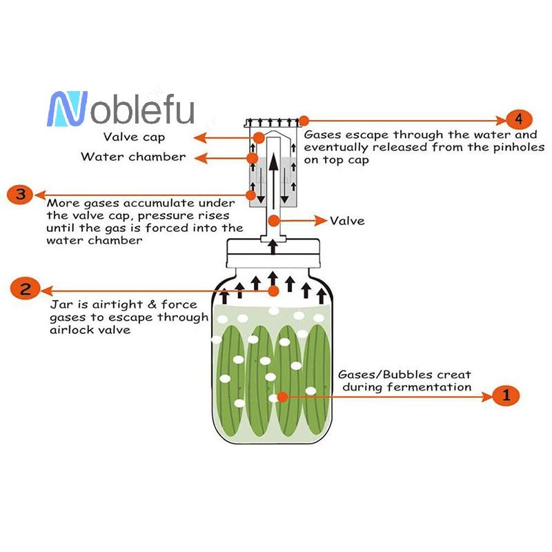 [Noblefu] Wide Mouth Mason Jar Fermentation Lid Air Valve Set Mason Jar ...