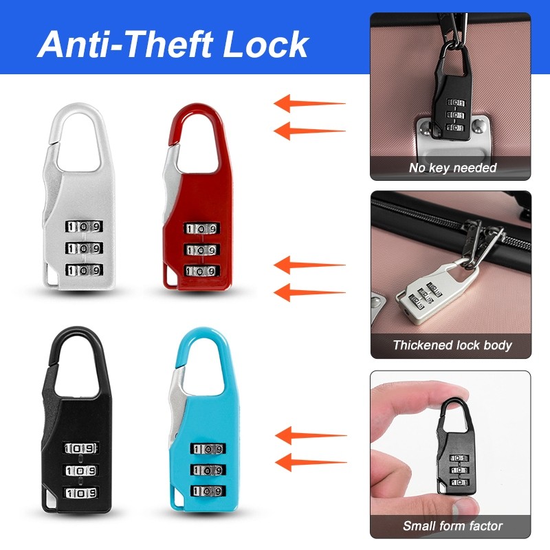 Dial Digits Code Number Password Combination Padlock Travel Security ...