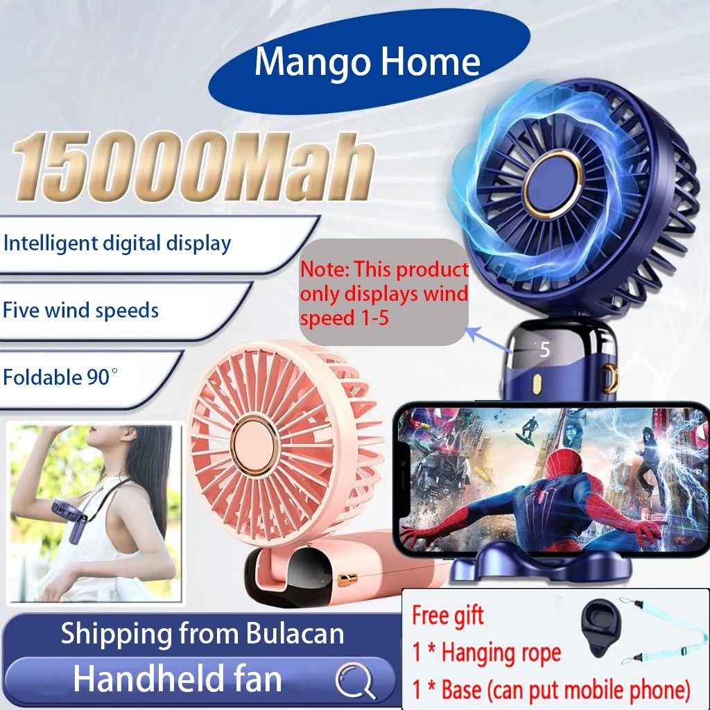 Mini Fan 15000mAh Foldable Handheld Fan Fan Rechargeable Led Display ...