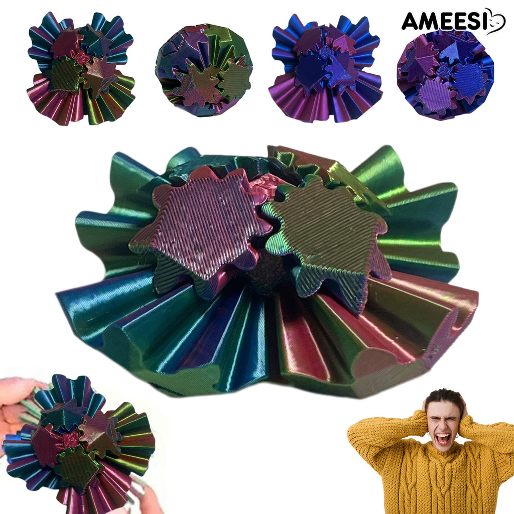 Ameesi 3D Printed Gear Ball Toy Stress Anxiety Relief Spin Ball ...