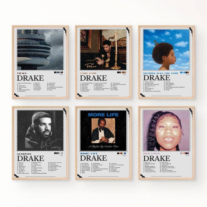 Drake Set Of 8 Album Cover Wall Art Poster Unique Music Poster ...