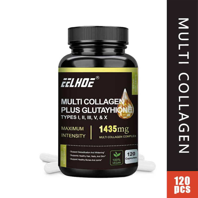 eelhoe glutathione EELHOE Multi Collagen 1435Mg Types I, Ii, Iiii, V & X, Support Skin, Nails,  Joints and Intestine