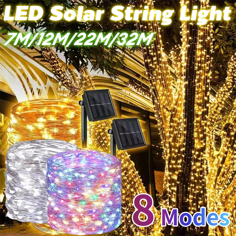 32M 300LED Solar String Light Outdoor Waterproof Copper Wire Christmas ...