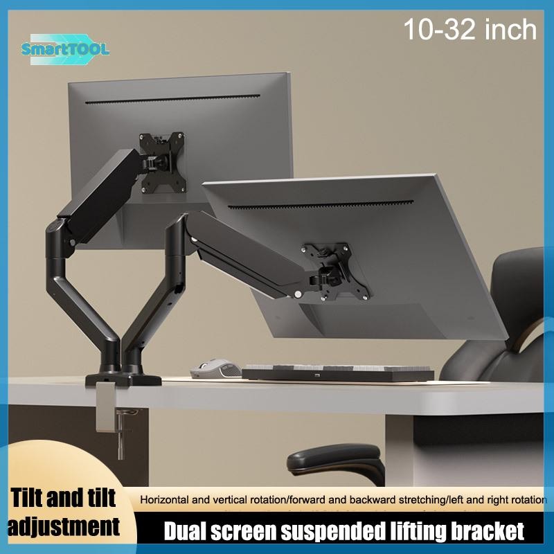 UTZN> Dual Monitor Mount Stand Desk Universal Expandable Display For 10 ...