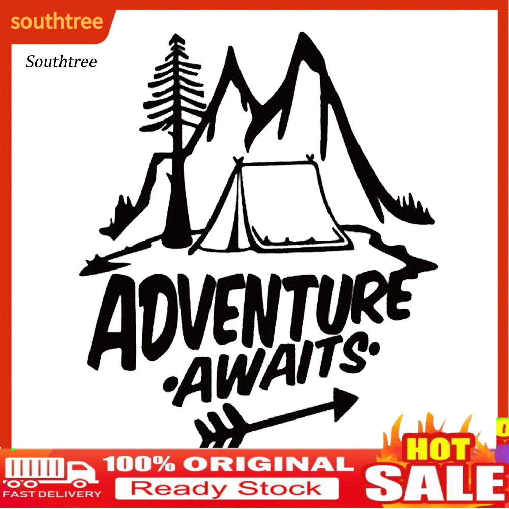 SOU_ Adventure Awaits Tree Tent Mountains Car Vehicle Reflective Decals