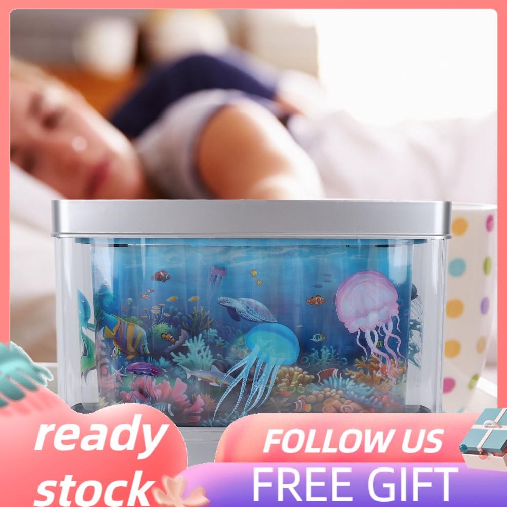 Hanhan1 Fake Fish Tank Lamp Moving Aquarium Light LED for Kids Bedroom
