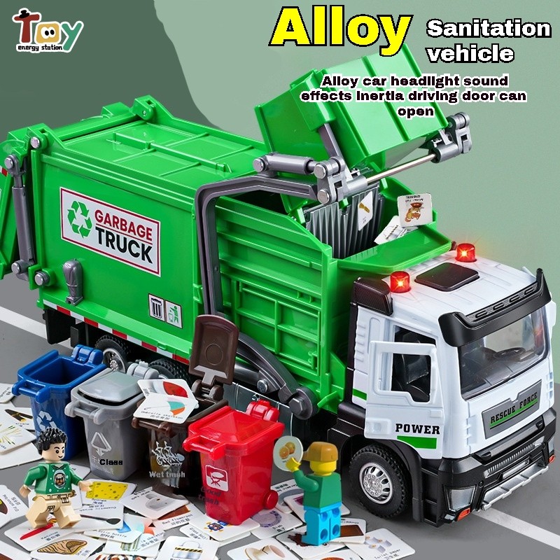 Diecast Alloy Garbage Truck Simulation Sanitation Vehicle Garbage ...
