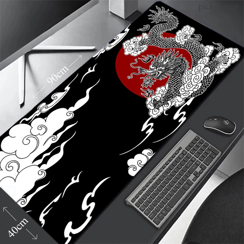 Black Extended Mouse Pad Large Mousepad Keyboard Rubber Table Carpet ...