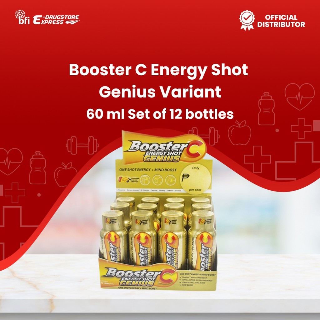 Booster C Energy Shot Genius Variant 60ml Set of 12 | Shopee Philippines