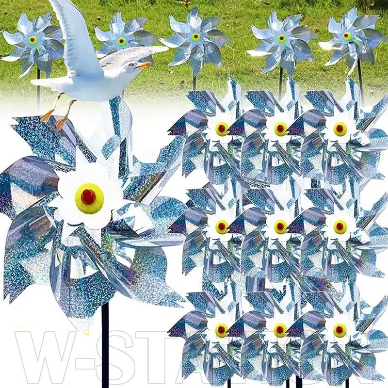 4Pcs Bird Repellent Pinwheels - for Birds Deterrent - Silver Laser Anti ...