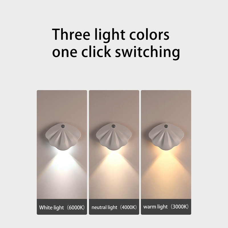 Led Night Light Shell Shape Room Decorative Lamp Usb Type-C Charging ...