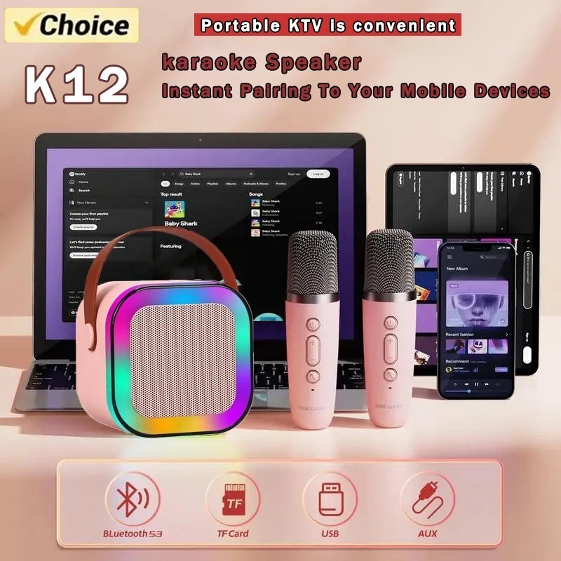 K12 RGB Bluetooth Speaker with Mic Mini Wireless Bluetooth Karaoke