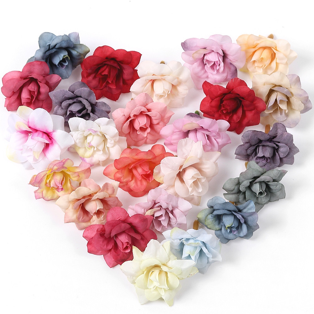 10PCs Rose Artificial Flower Head Silk Fake Flowers Wedding Party Home ...