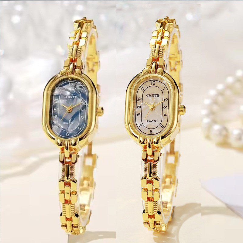 New Thin Bracelet Watch Retro Small Gold Watch for Women Light Luxury ...