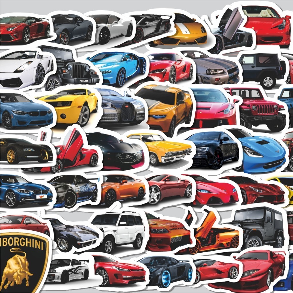 100Pcs Car Sport/Racing Car Stickers Cutting Pack Stickers Cute Cool ...