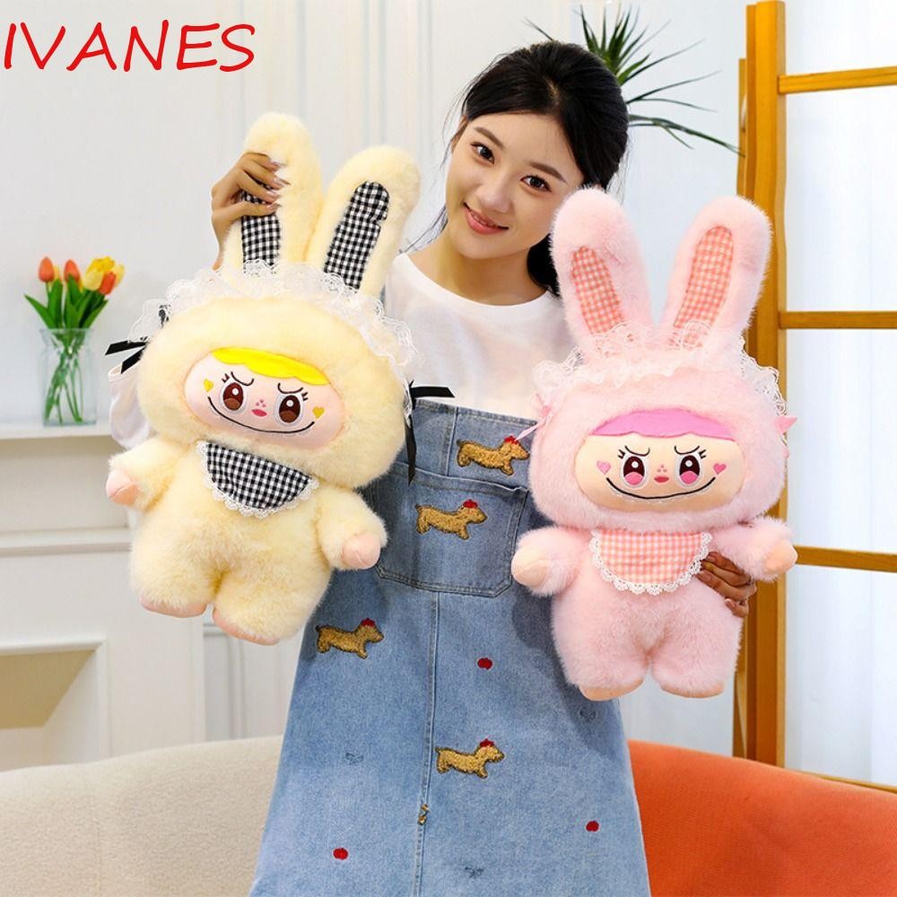IVANES Labubu Stuffed Doll, Big Ear Standing Labubu Time Plush Toy ...