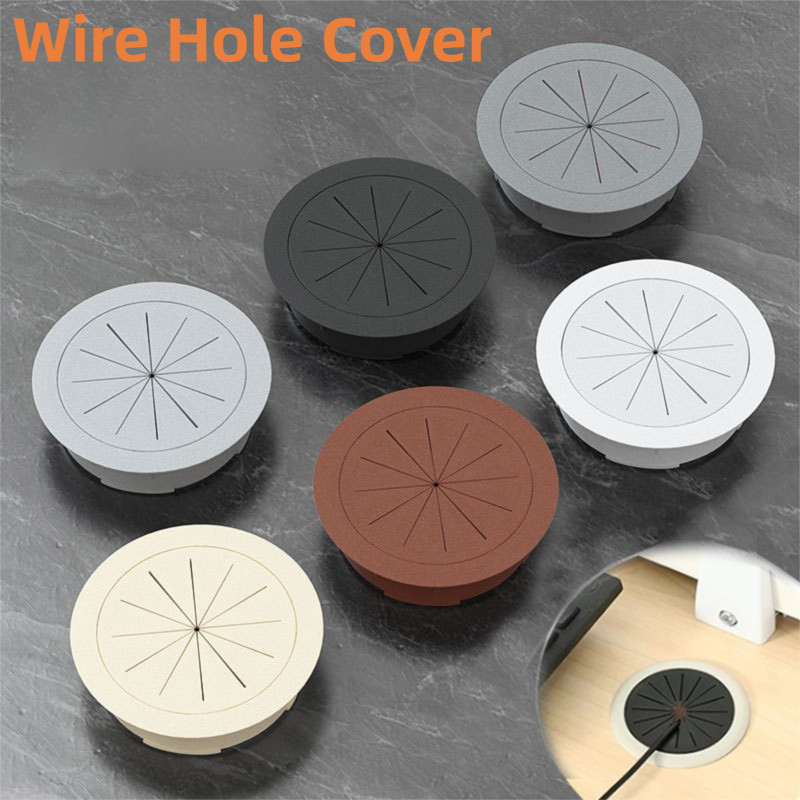 Desktop Plastic Cable Hole Cover Computer Desk Cord Grommets Wire Cable ...