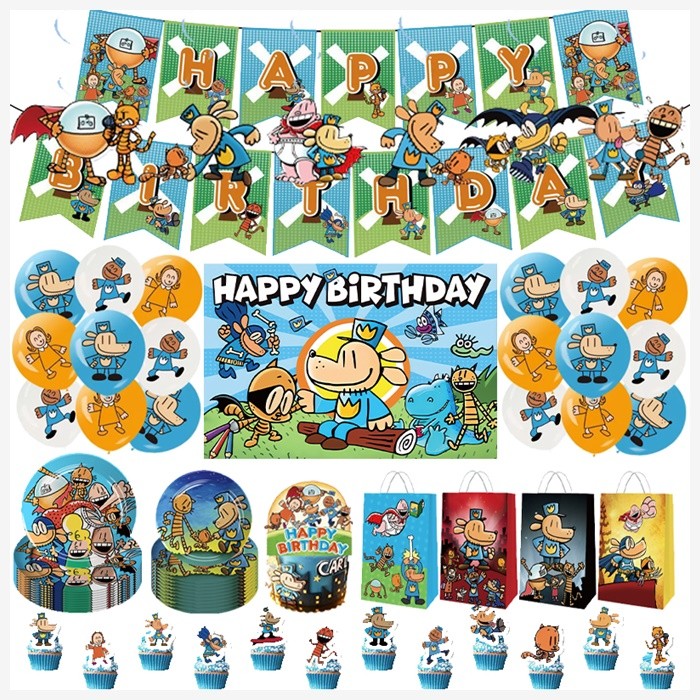 COD New Dogman Children Birthday Party Decorations Paper Tray Cake ...