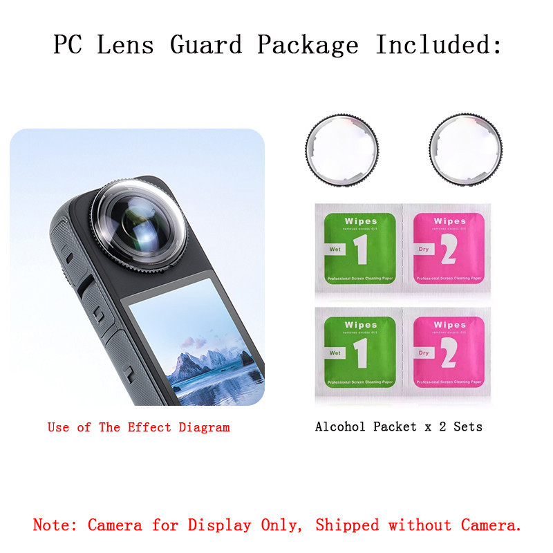 YipuVR Lens Protector For Insta360 X5 Lens Guard, High-Transmittance, 9H Hardness X5 Lens Cap, Waterproof Anti-Scratch (2-Pack) (Optical