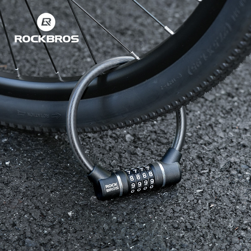 ROCKBROS Bicycle Lock Anti-theft Portable Password Durable Steel Cable ...