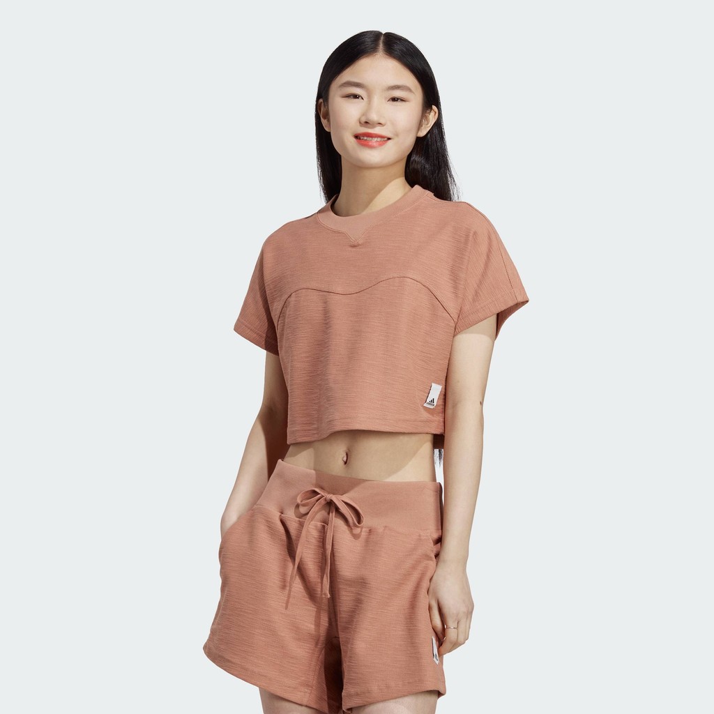 adidas Lifestyle Lounge Terry Loop Crop Top Women Brown HZ1605 | Shopee ...