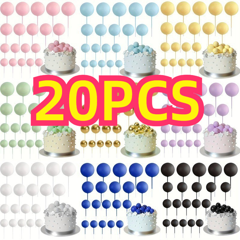 20pc Birthday Cake Decoration Ball Romantic Cake Decoration Gold and ...