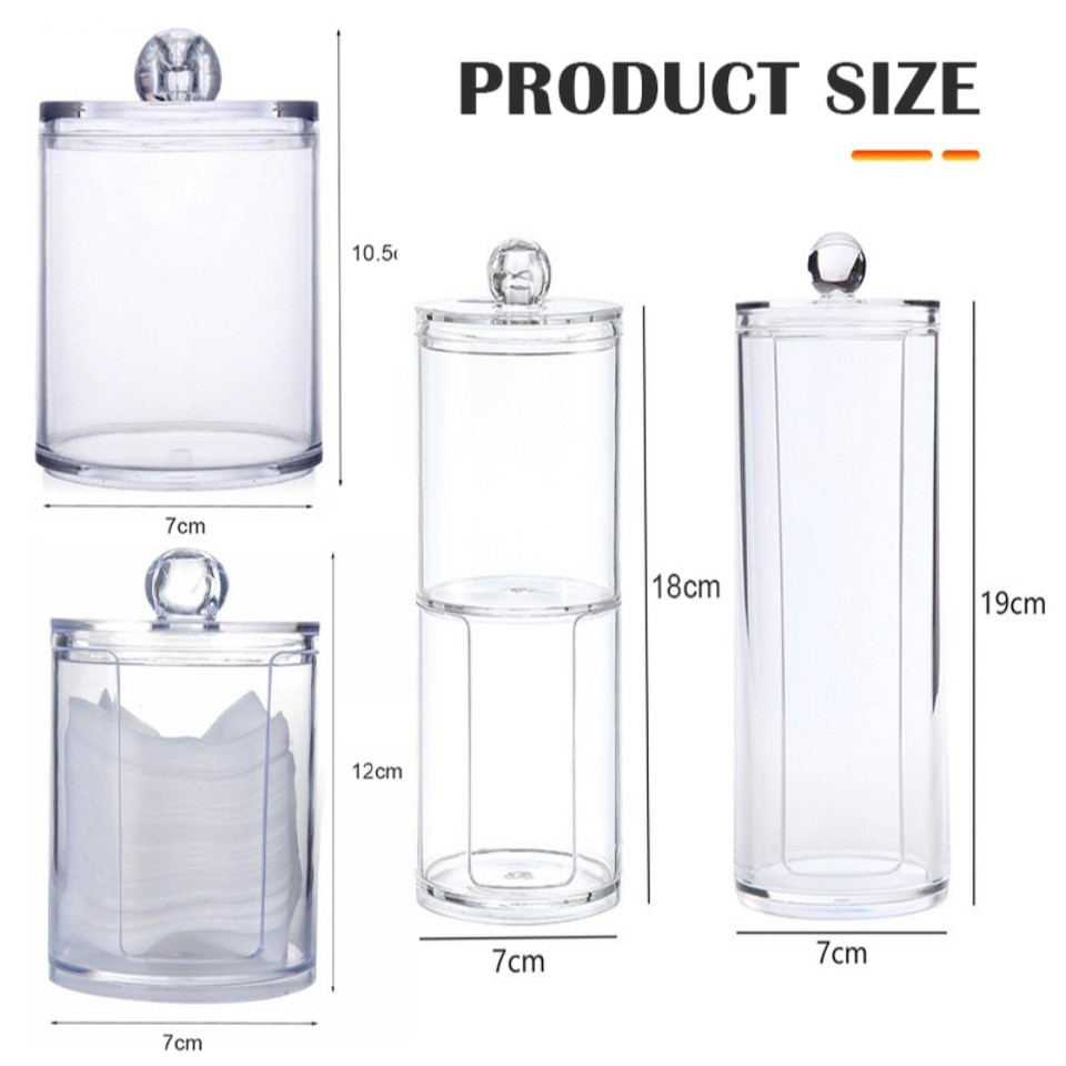 Acrylic Cotton Swab Box, Double-layer Transparent Cosmetic Cotton ...