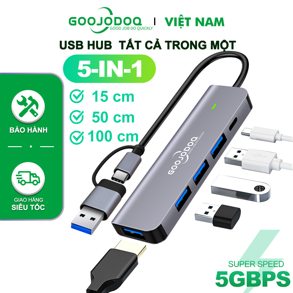 Goojodoq Multi-Port USB 3.0 Hub Type C for Laptop HDMI PD VGA Audio ...