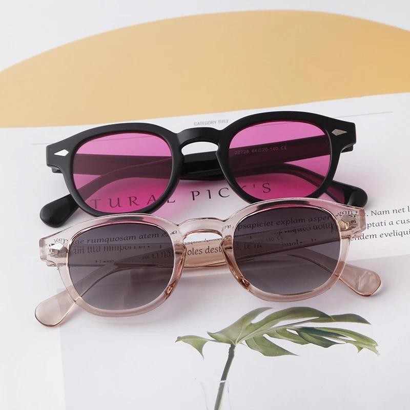 Tortoise Shell Round Sunglasses Retro Rivet Yellow Blue Lens Square Sun ...