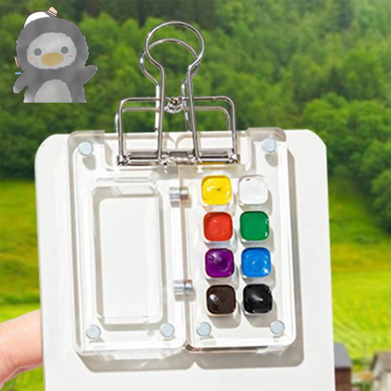 【NEW】Mini Watercolor Paint Walnut Box Acrylic Box Portable Portable