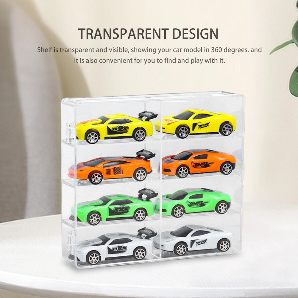 1:64 Acrylic Car Organizer Display Case Hotwheels Die Cast Cars 8-Point ...