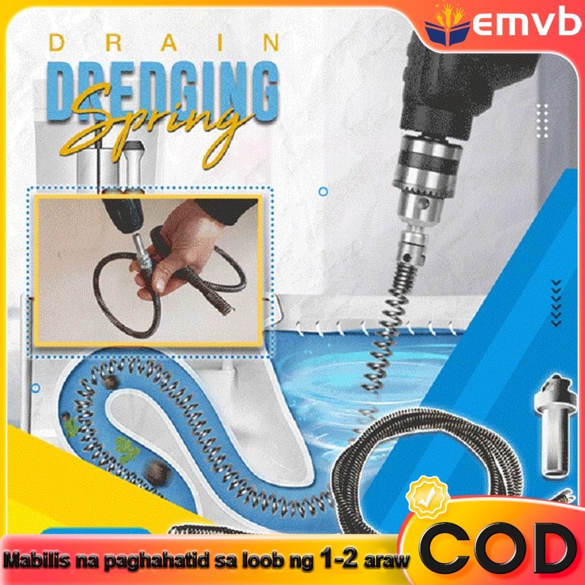 Drain Dredging Spring Flexible Auger Drill Attachment for Clogged Pipe ...