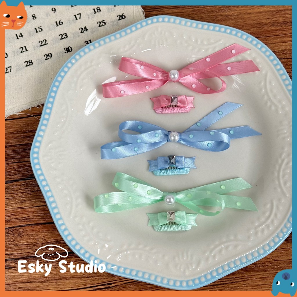 Handmade Ribbon Bow BB Hair Clips for Dogs Lightweight Pet Hair ...