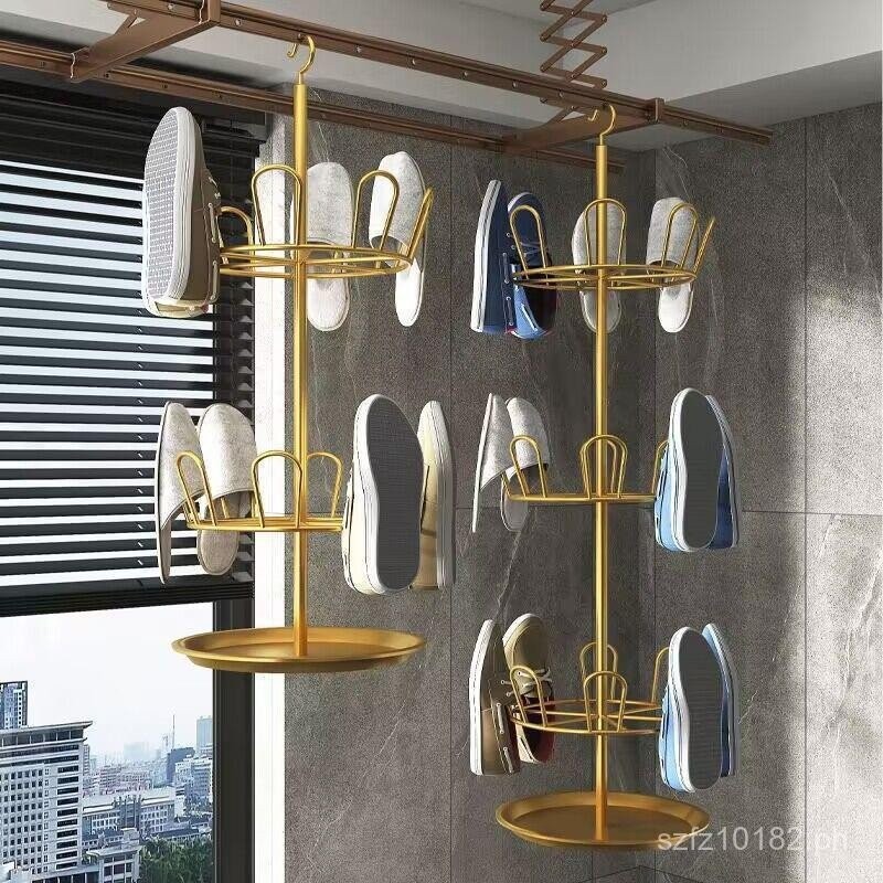 Wall-Mounted Shoe Drying Rack with Drain Tray, Multi-Layer Simple ...