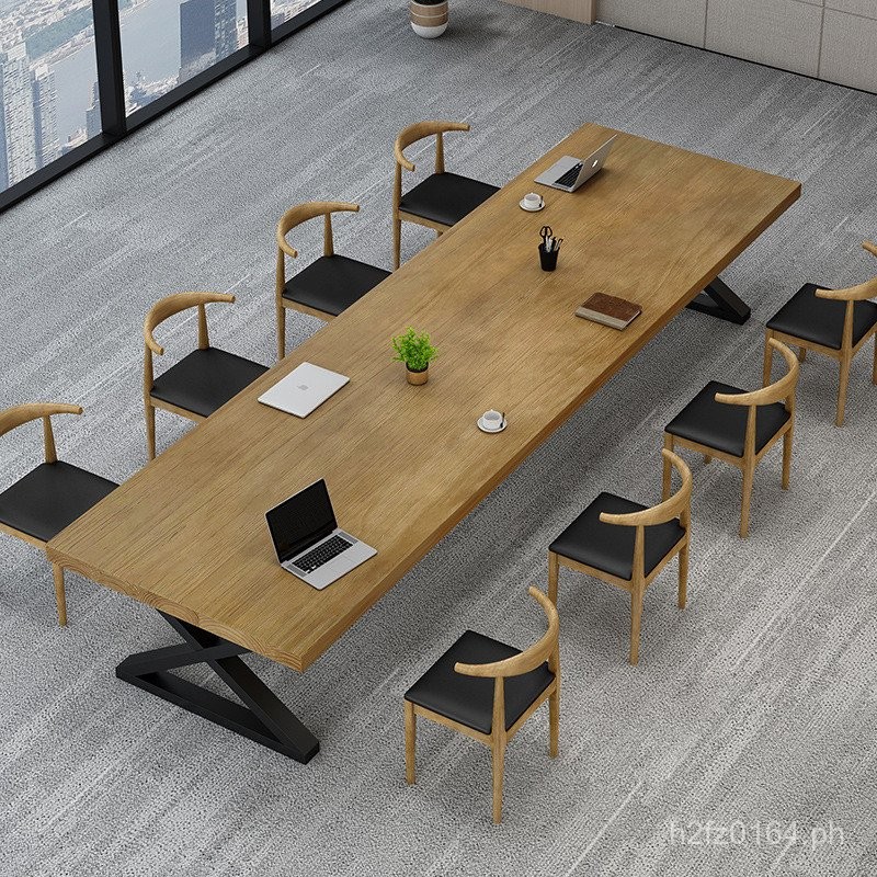 Long Table Solid Wood Office Combination Computer Desk Conference Table ...