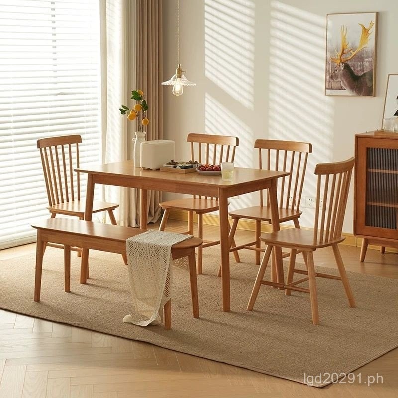 Nordic Style Cherry Wood Rectangular Dining Table Solid Wood Home ...