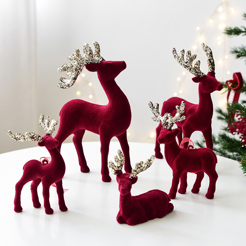 Pro 1pcs Christmas Reindeer Deer Ornaments Decorations House Tabletop ...