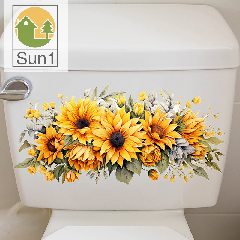 Sun1> Toilet Stickers Flower Stickers Bathroom Self-adhesive Paing ...